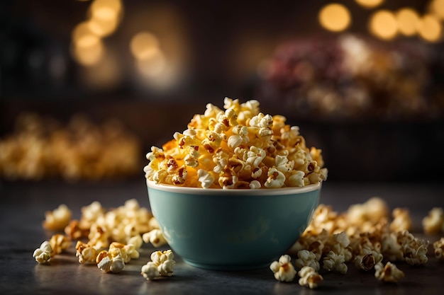 Tasty salted popcorn in bowl