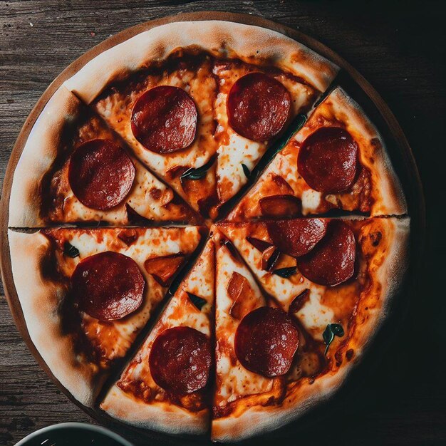 tasty sliced pizza top view traditional round pizza in Italy