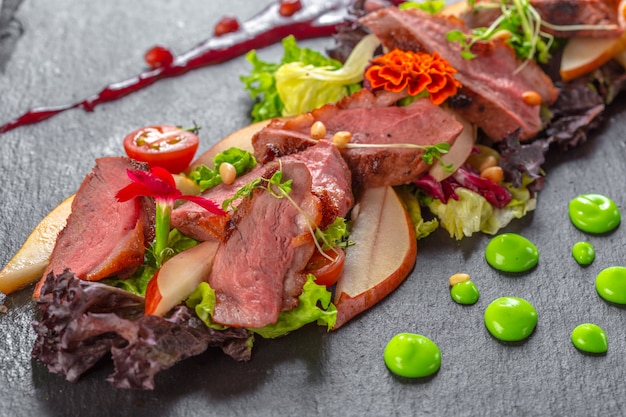 tasty sliced roast duck breast 