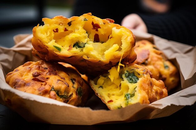 写真 タスティ・ストリート・フード・ブレッド・パコラ (tasty street food bread pakora) は人気のファストフードであるブレッドの写真画像です