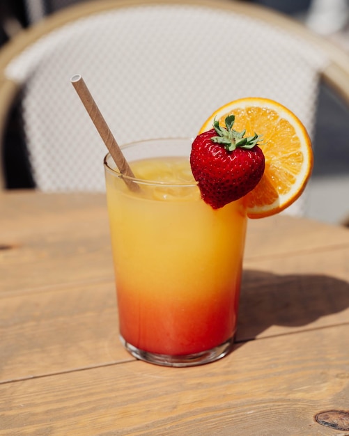 Tasty and sweet fruit alcoholic cocktail