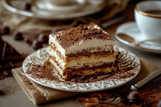 Foto la disposizione degli ingredienti del gustoso tiramisu sopra la vista