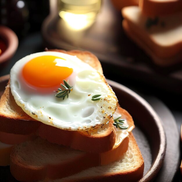 Tasty toast with fried egg