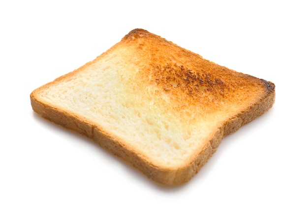 Tasty toasted bread on white background