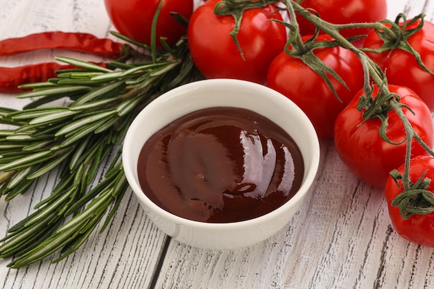 Tasty Tomato barbecue sauce on the bowl