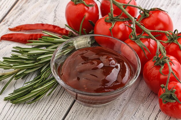 Tasty Tomato barbecue sauce on the bowl