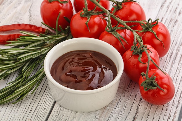 Tasty Tomato barbecue sauce on the bowl