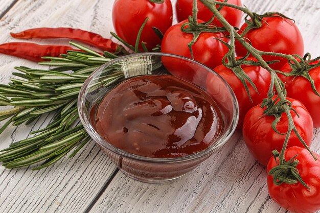 Tasty Tomato barbecue sauce on the bowl