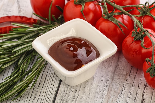 Tasty Tomato barbecue sauce on the bowl