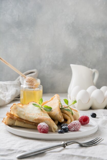 Tasty traditional russian pancakes. Regional food.