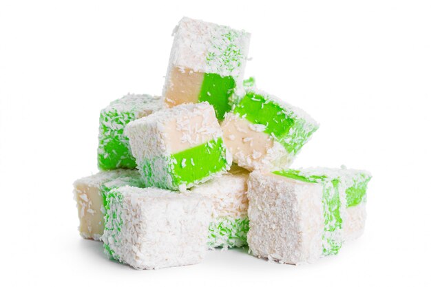 Tasty Turkish delight isolated on white