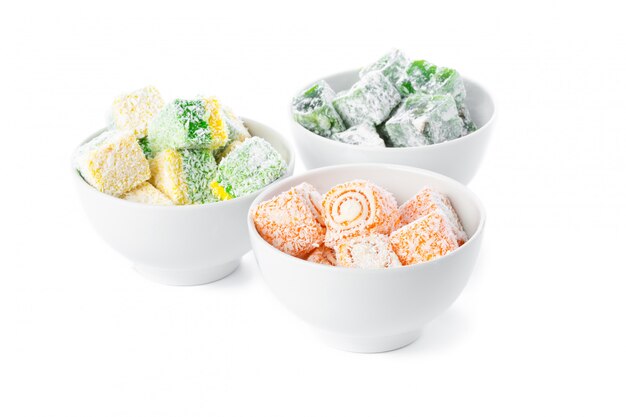 Tasty Turkish delight isolated on white