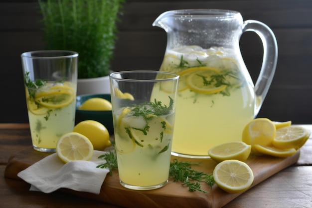 Tasty twist on classic lemonade with fresh herbs and spices created with generative ai
