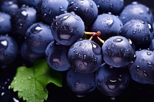 Tasty and useful Blue wet Isabella grapes bunch as package design element