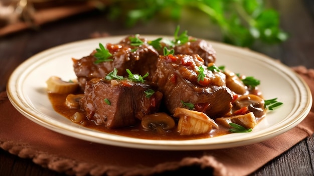 tasty veal strips stewed with porcini