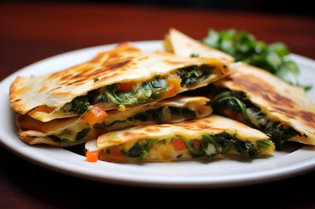 Foto una gustosa quesadilla vegetale.