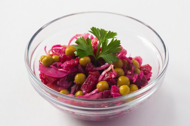 Tasty vinaigrette in a glass bowl.