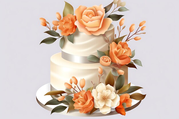 Photo tasty wedding fondant cake isolated on transparent background