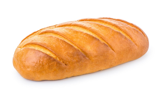 Tasty wheat long loaf isolated on a white background