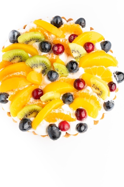 Tasty whipped cream fruit cake