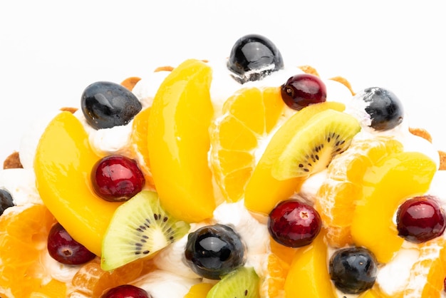 Tasty whipped cream fruit cake