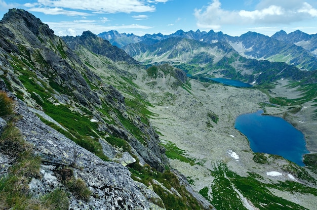 Tatra Mountain, 폴란드, Swinica 산 경사면에서 Valley Gasienicowa 및 빙하 호수 그룹까지의 전망