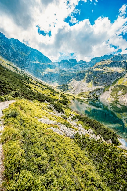 Tatra National Park in Poland Tatra mountains panorama Hiking in Gasienicowa valley Hala Gasienicowa to Czarny Staw Gasienicowy near Kasprowy Wierch