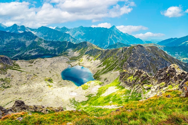 Tatra national park in poland tatra mountains panorama hiking in gasienicowa valley hala gasienicowa to swinica peak near kasprowy wierch dolina pieciu stawow polskich