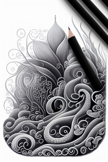 Foto tattoo designwall art design semplice su sfondo bianco disegno a penna nera pulita disegno a mano