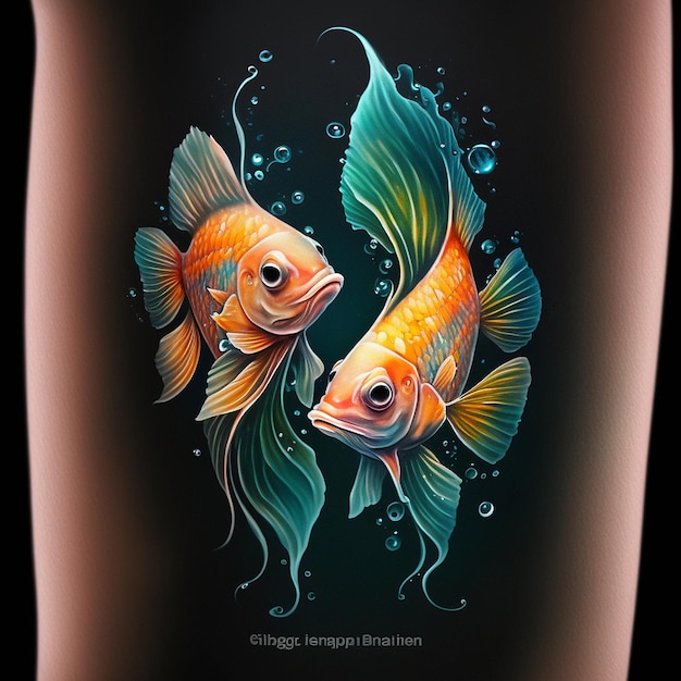 Татуировка причудливая золотая рыбка восточные идеи рукав дизайн иллюстрации изображение AI созданное искусство