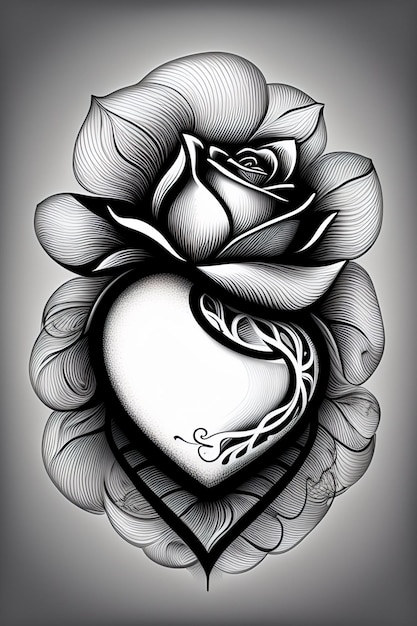 Photo a tattoo of a rose with the word love on it.