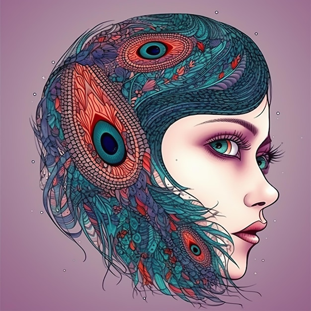 Tattoo with fine dotted strokes Surreal fantasy AI generated Vibrant color