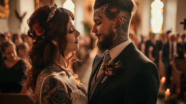 문신 을 한 부부 들 의 교회 의 결혼식
