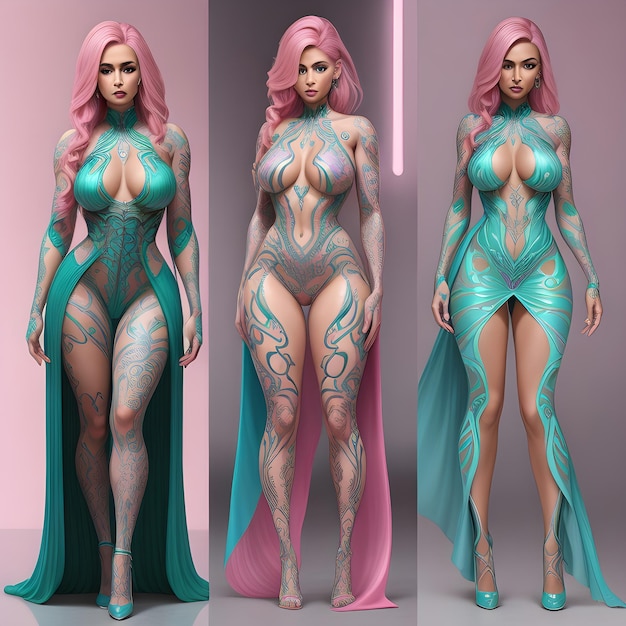 Tattooed futuristic latina milf fairy created with Generative AI