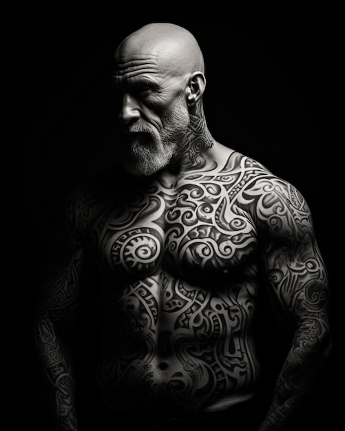 A tattooed man posing for a picture