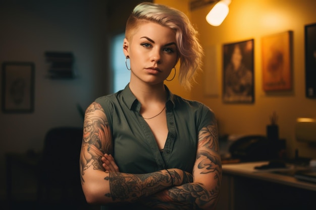 1. Tattooed blonde with short hair - wide 2