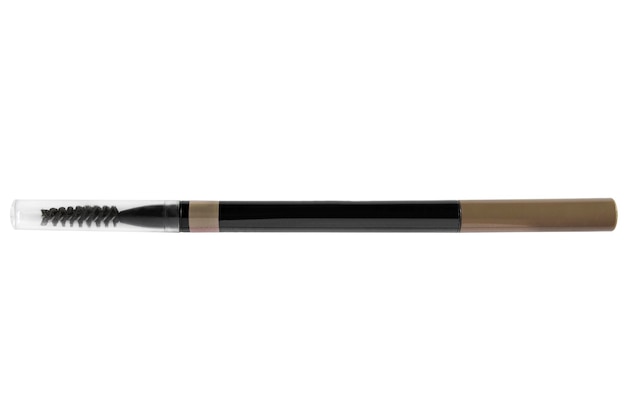 Photo taupe brown brow pencil with a brush isolated over white