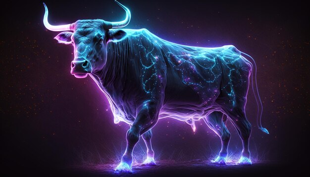 Taurus Zodiac Sign magische neon energie gloeiende generatieve kunst