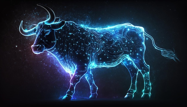 Taurus Zodiac Sign magische neon energie gloeiende generatieve kunst