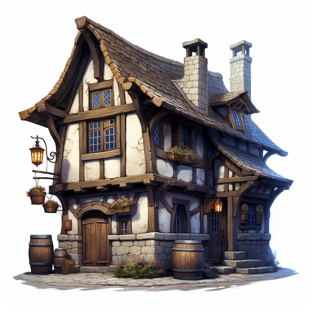 Tavern with white background high quality ultra hd
