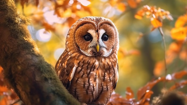 Tawny owl in nature Generative AI