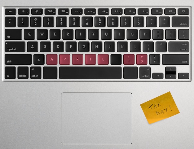 Tax Day concept using computer keyboard