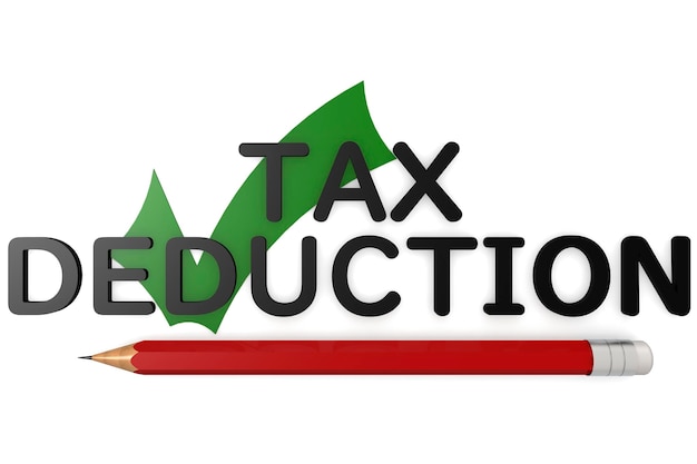 Tax deduction word with red pencil and checkmark