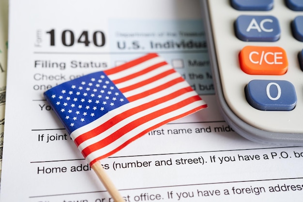 Tax form 1040 US Individual Income Tax Return business finance concept