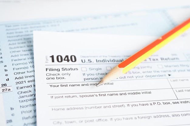 Tax form 1040 US Individual Income Tax Return business finance concept