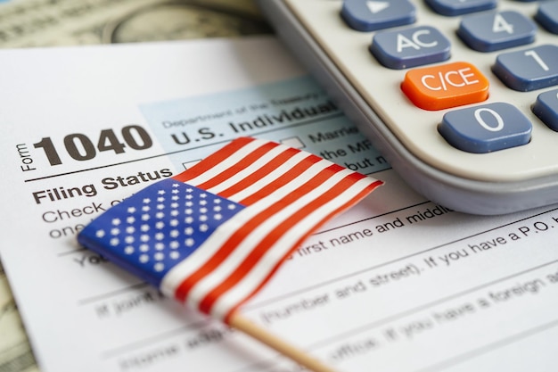 Tax form 1040 us individual income tax return business finance\
concept