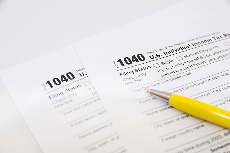 Tax forms 1040. Financial concept.