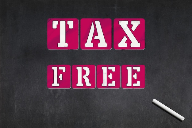 Tax free drawn on a blackboard