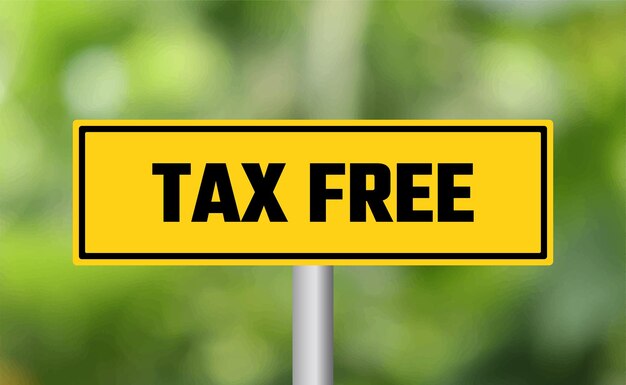 Tax free road sign on blur background