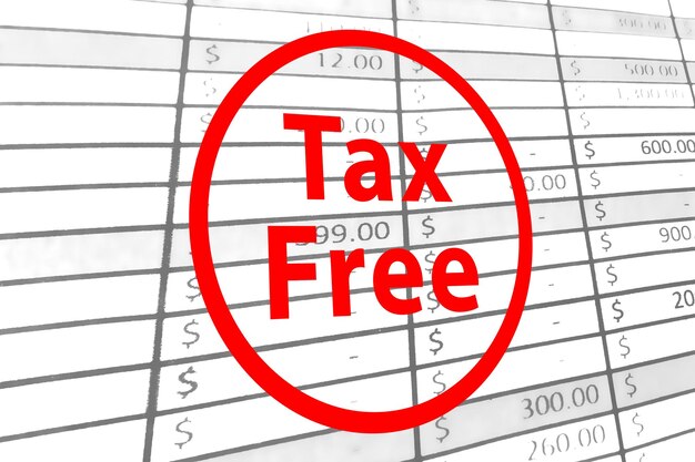 Tax free word written above the tax report